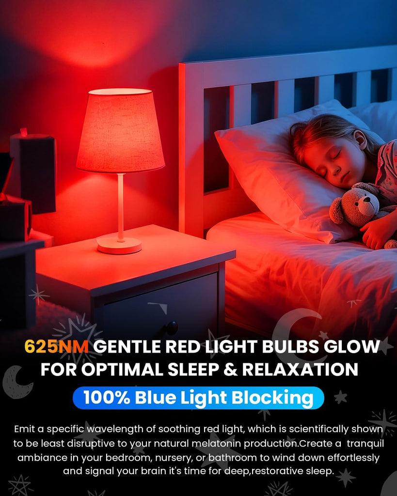 Red Light Bulb for Sleep: A19 9W 2 Pack,60W Equivalent,E26 LED