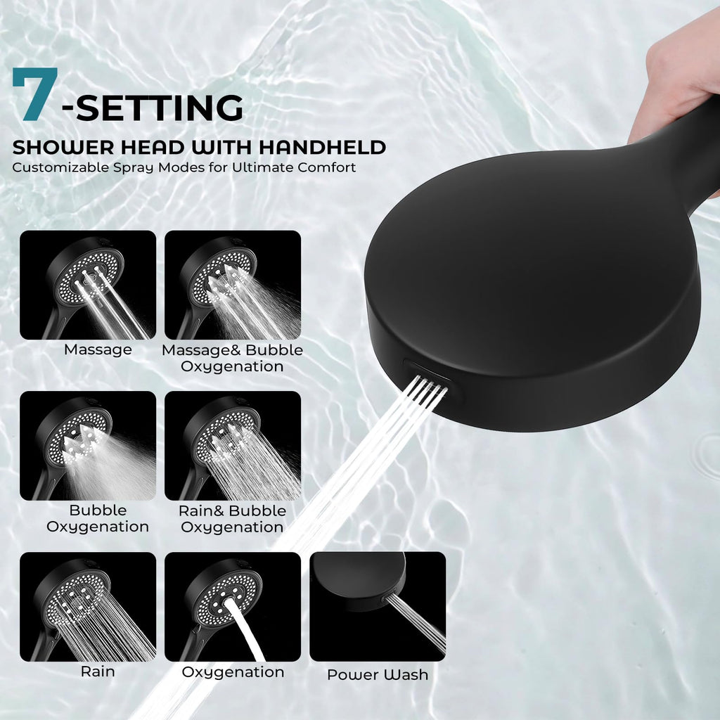 10 Inch Matte Black Rainfall Shower Head with Handheld Combo