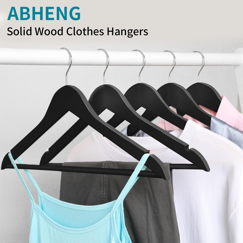 30 Pack Wooden Coat Hangers, 360° Swivel Hook, Suit Hangers with Anti-Slip Notches, Clothes Hangers for Jackets