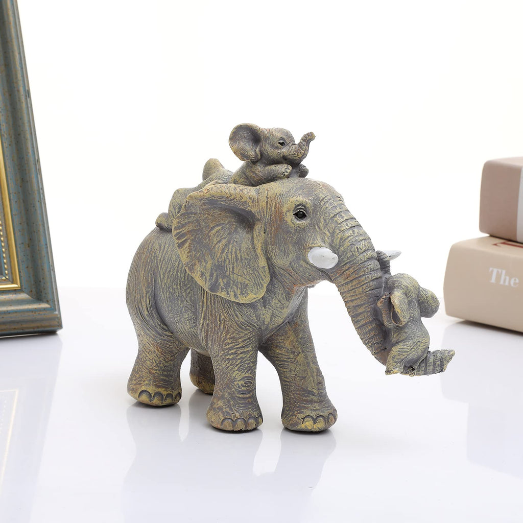Yellow Elephant Figurine Good Luck Decor Unique Gift