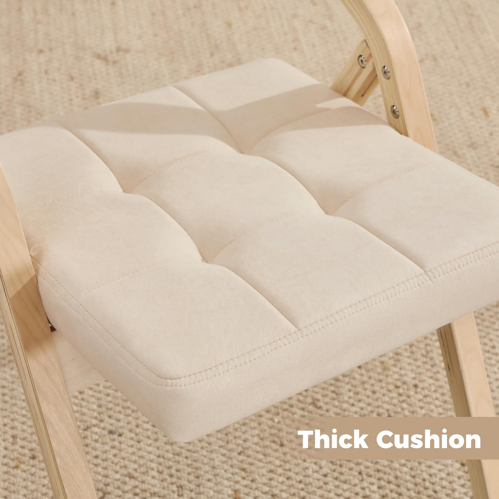 Folding Dining Chairs with Cushion Set of 2, Padded Foldable Dining Chairs, Portable Wooden Folding Chairs with Seat s