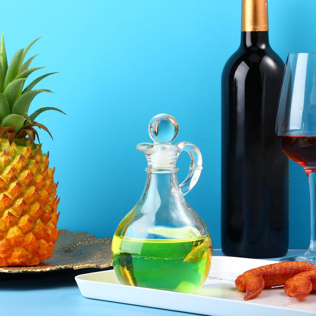 12 oz Glass Oil Cruets with Stopper Bottle Vinegar Dispenser Small Salad Dressing Container Round Jar Glass - Set of 12