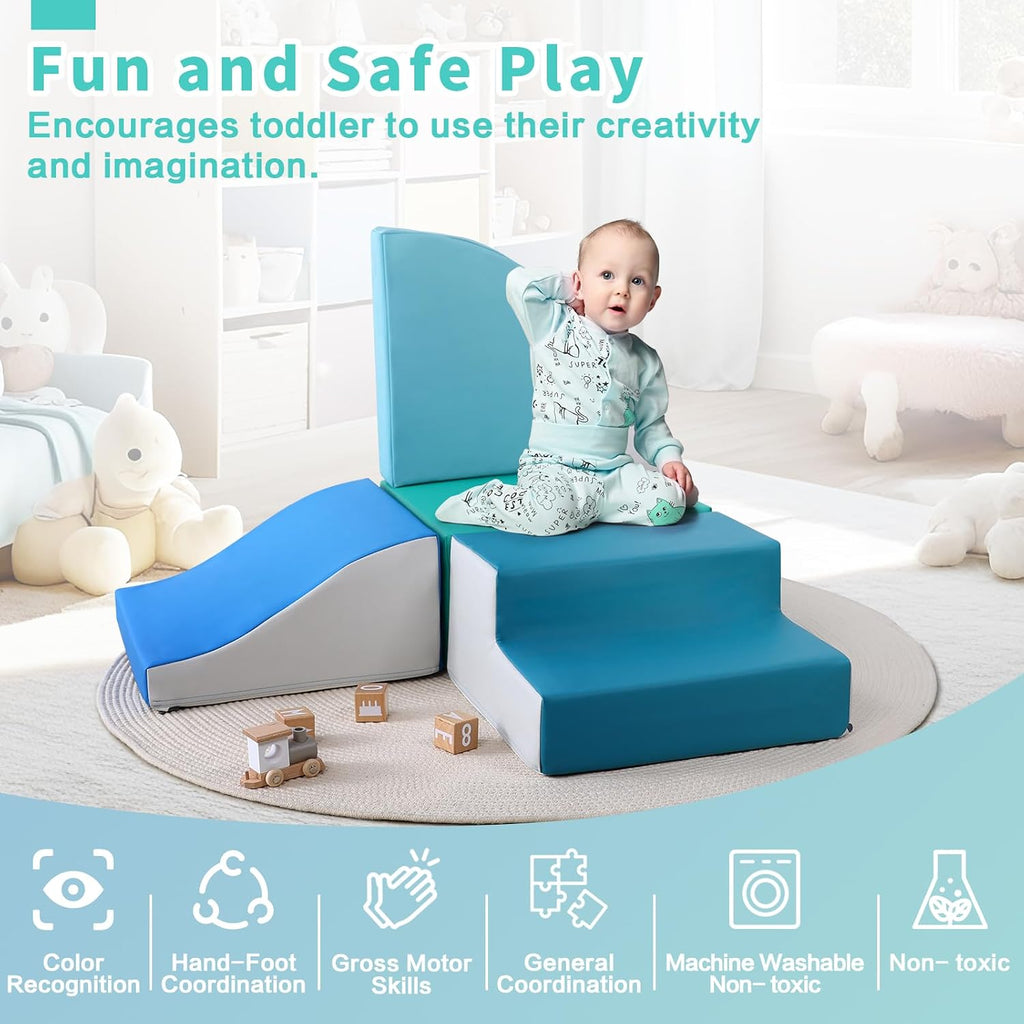Pieces Climbing Toys for Toddlers: PU Leather - Soft Play Climbing for Toddlers - Foam Climbing Blocks for Crawling