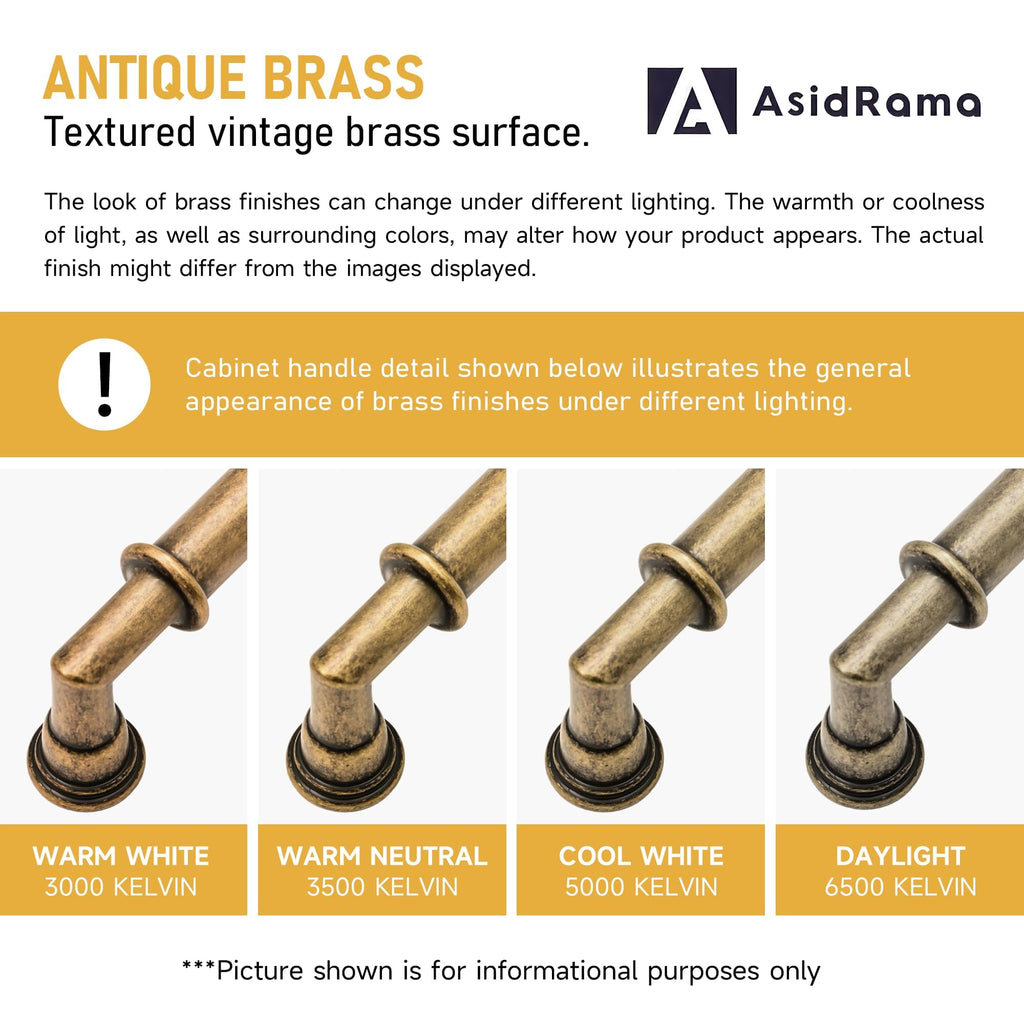 2 Pack 10 Inch(254mm) Brushed Antique Brass Cabinet Pulls Heavy-Duty Solid Kitchen Cabinet Handles Vintage Aged Brass