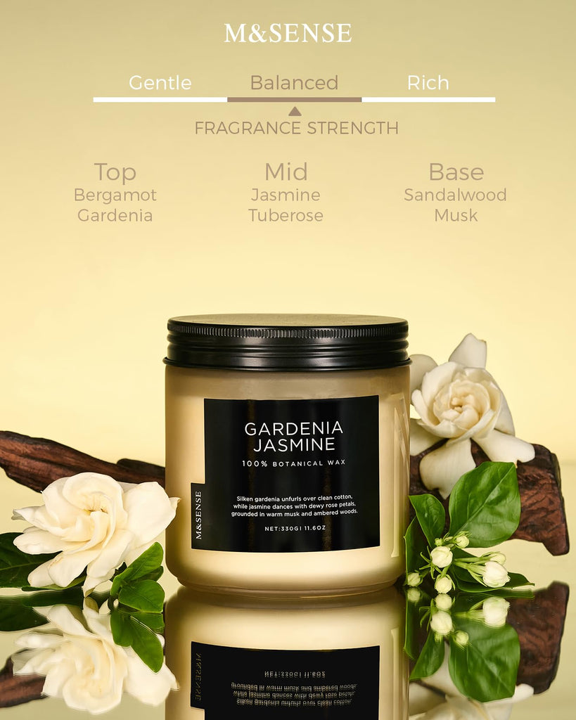 Gardenia Jasmine Scented Candles - 11.6oz Organic Soy Wax