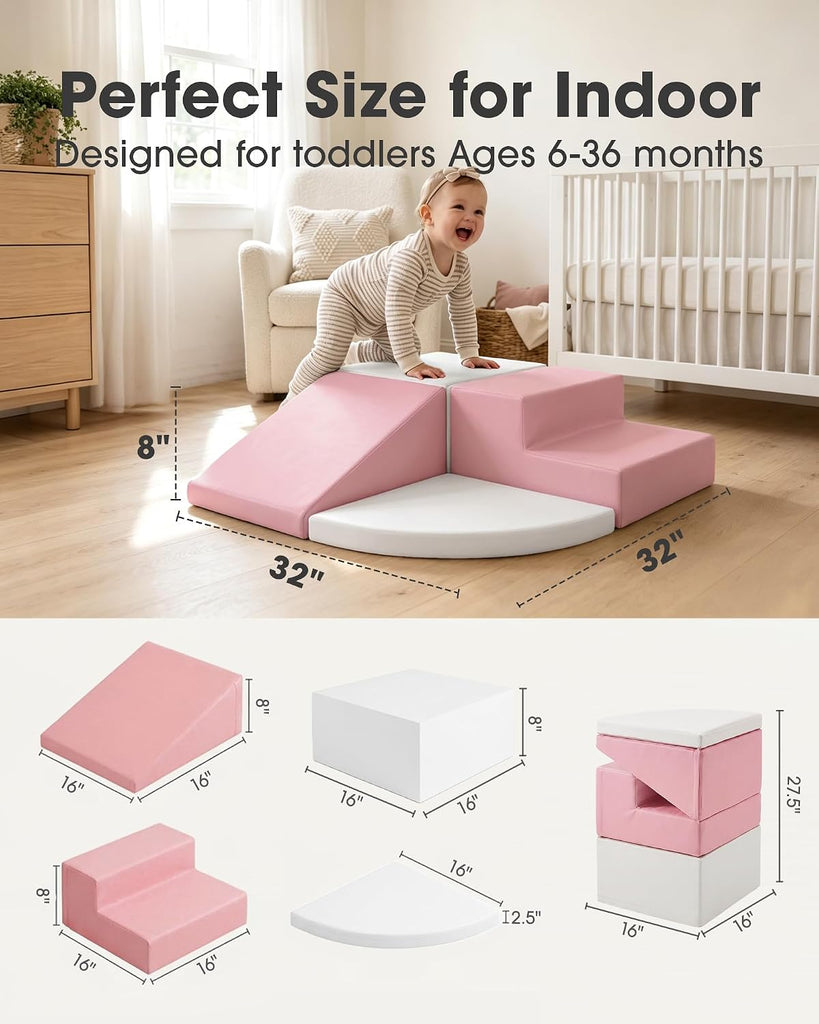 Dove PU Leather Piece Foam Climbing Blocks for Toddlers 1-3