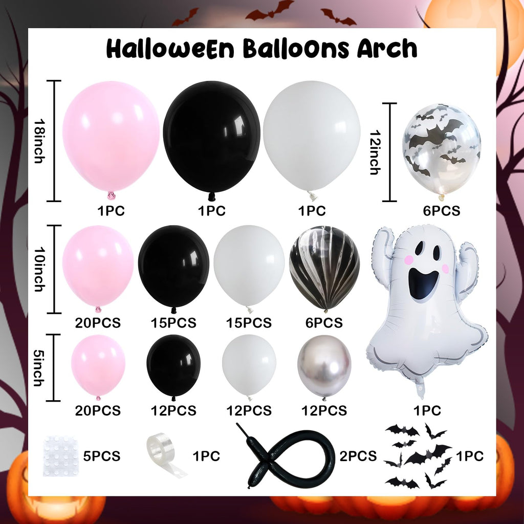 Pink Ghost Halloween Balloon Arch Garland Kit Spooky One Birthday Balloons