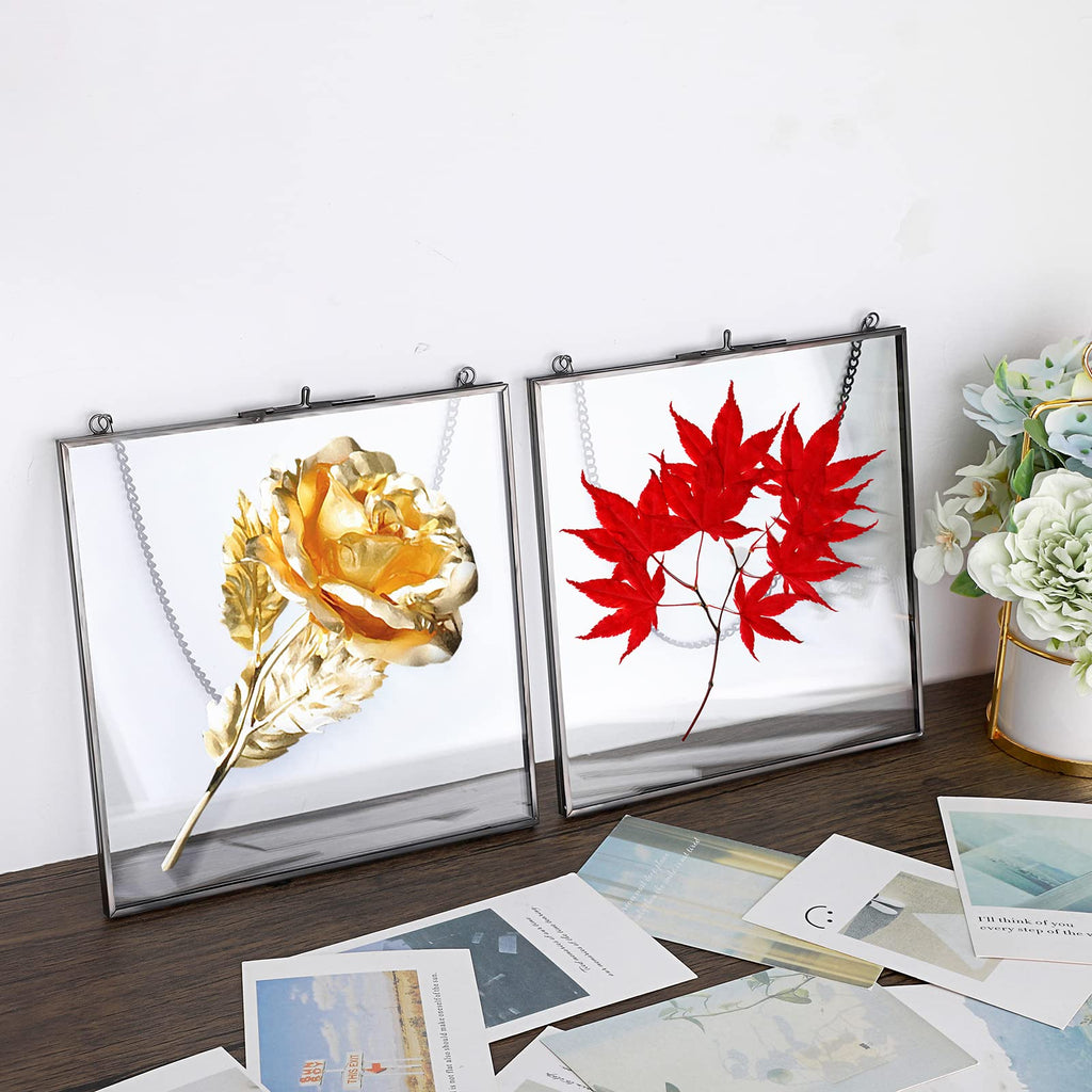 16x16 cm Wall Hanging Double Glass Brass Frame for Pressed Flowers