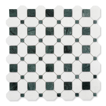 2 Inch Long Octagon Marble Mosaic Tile for Wall Floor, 5 Sheets