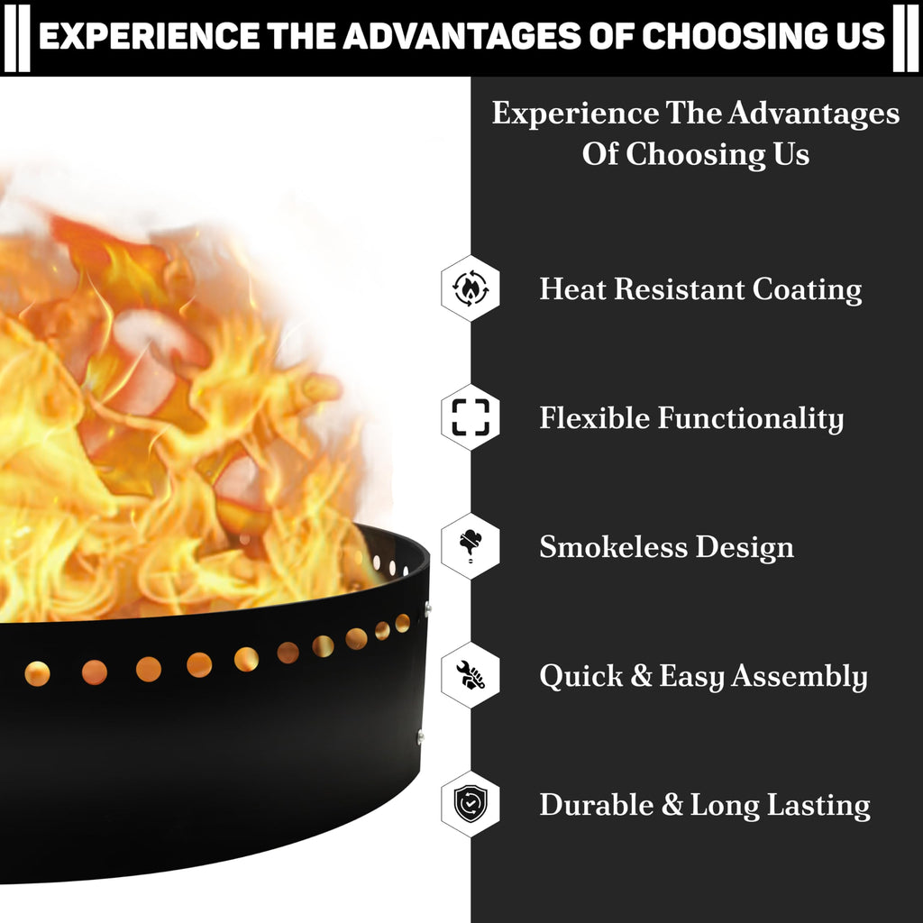 45" D Outdoor Fire Ring Liner - Steel Smokeless Firepit Insert