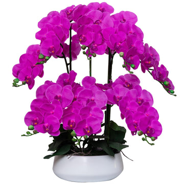 Orchids Artificial Flowers in Large Ceramic Vase 24.8'' Faux Orchid Plant