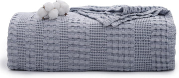 Cooling Cotton Waffle Weave Throw Blanket - Lightweight Breathable Blanket of 50% Rayon Derived from Bamboo for Hot