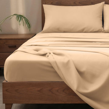 4-Piece 400 TC Viscose Derived from Bamboo Sheets - 1 Fitted, 1 Flat, 2 Pillow Cases - Deep Pocket Cooling