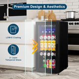 Beverage Refrigerator 180 Can, Black Beer Fridge with Glass Door, 3.2 Cu Ft Mini