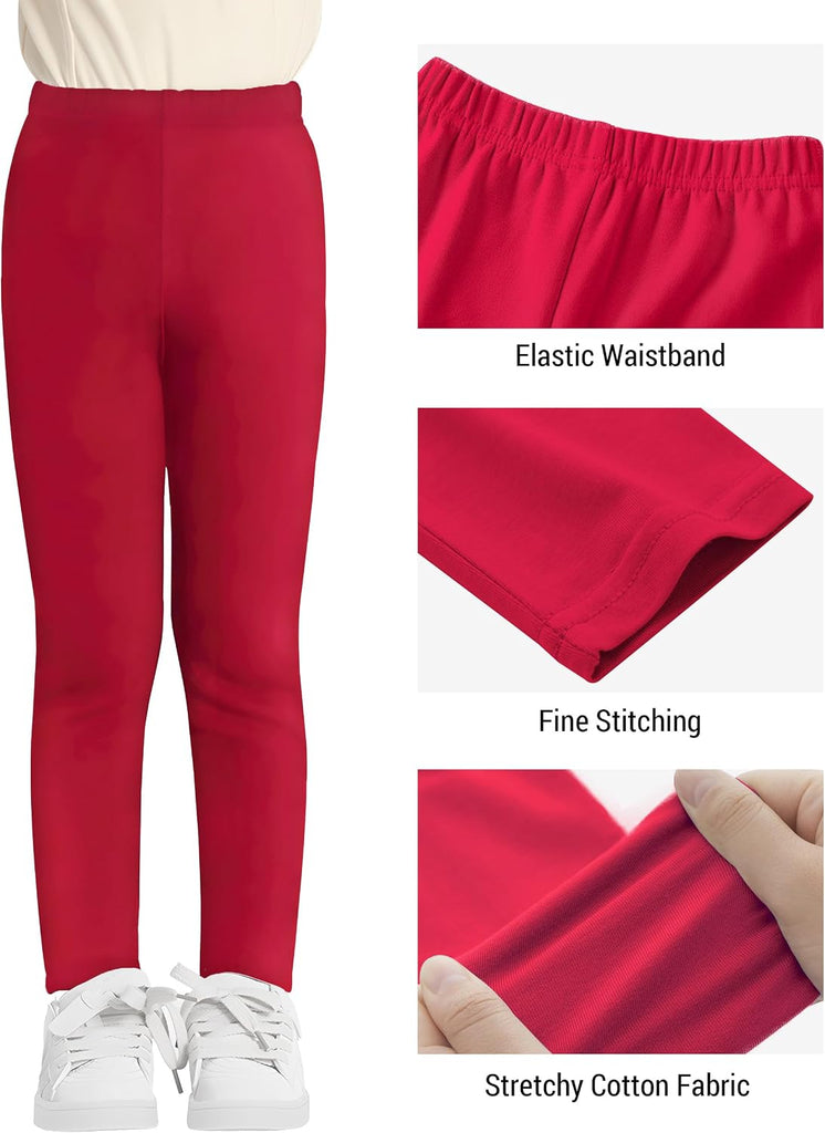 Girls Leggings 4 Pack Cotton Blend Stretch Full Length Pants