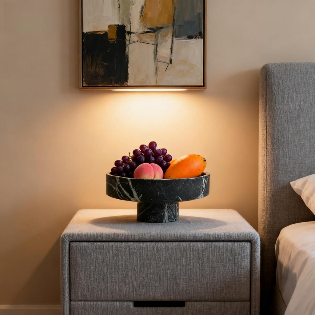 Marble Fruit Plate -Serving Tray for Villa & Hotel Living Room, Aesthetic Dried Fruit & Nut Bowl, Dining Table