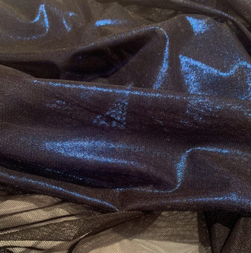 57 inch Black/Royal Foil Power Mesh Fabric by The Yard (90% Nylon 10% Spandex)