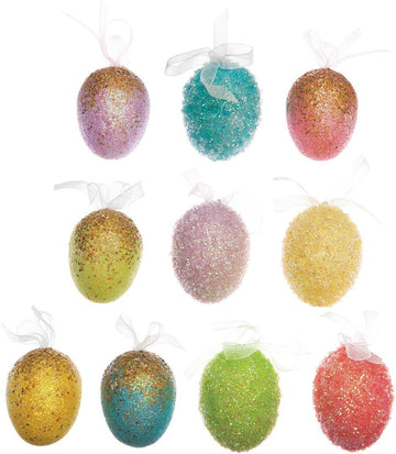 Easter Egg Hanging Ornaments, Dazzling Spring D cor - Set of 10