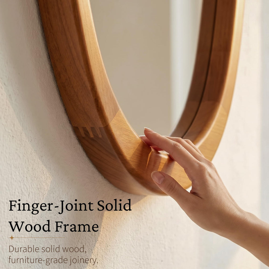 20x30 Inch Warm Walnut Asymmetrical Wood Wall Mirror