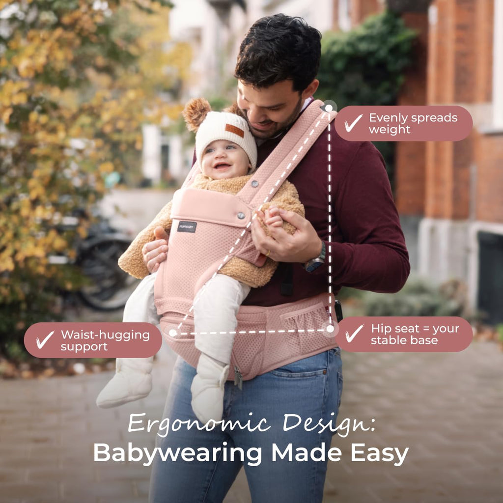 Baby Carrier with Hip Seat, in-1 Detachable Hands-Free Carrier for Long Walks, Forward-Facing Carry 7-44lbs