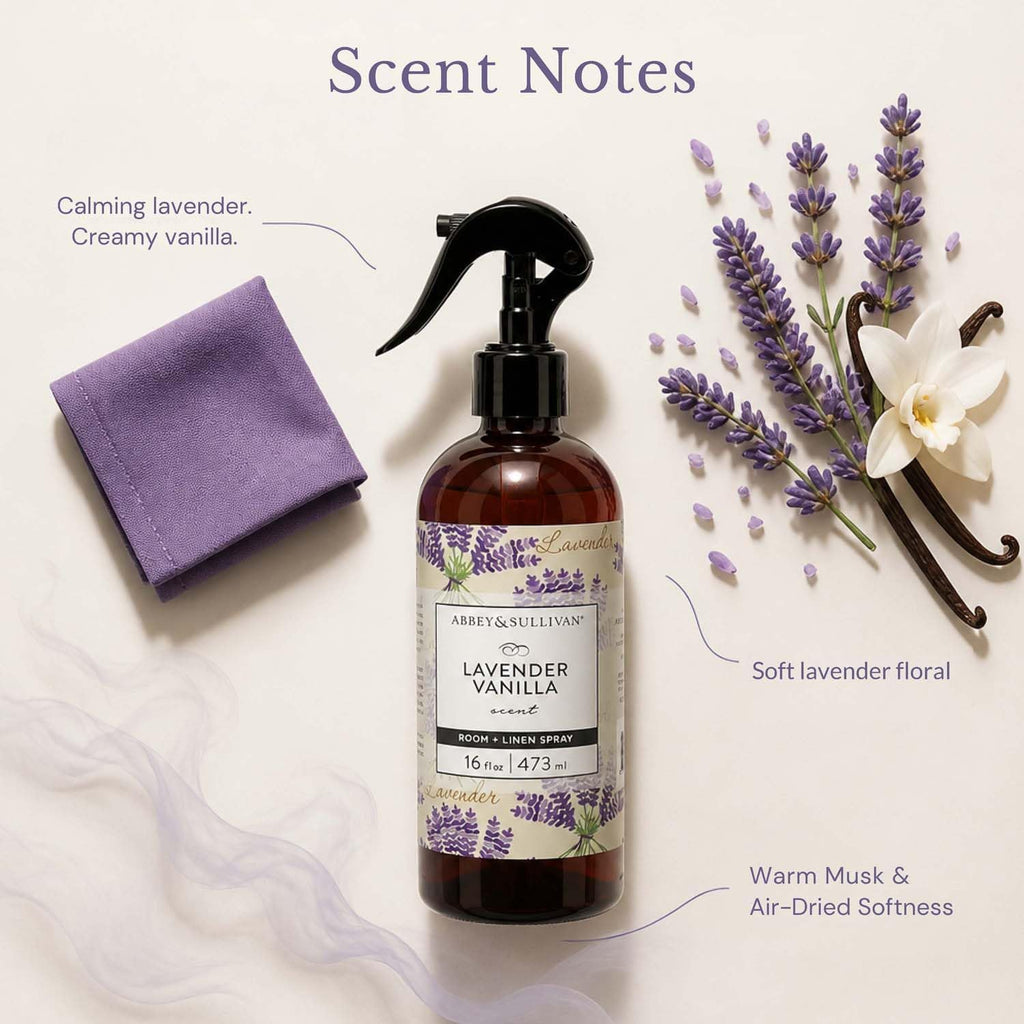 Linen Spray, Lavender Vanilla, Fabric Freshener and Odor Eliminator, 16 oz - Set of 2