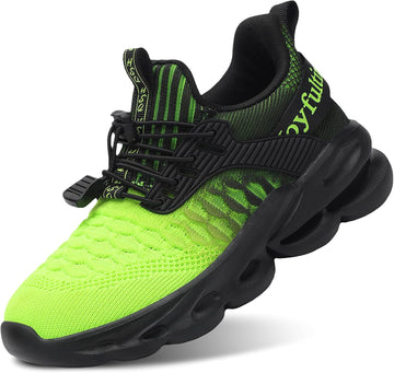 Girls Boys Sneakers Lightweight Breathable Kids Girls Boys Tennis Shoes Slip on with Bungee Lace Running Athletic