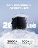 Countertop Ice Maker with Expanding Ice Basket, 9 Cubes in 6 Mins, 2.5L Ice Basket, Self-Cleaning Ice Maker with LED
