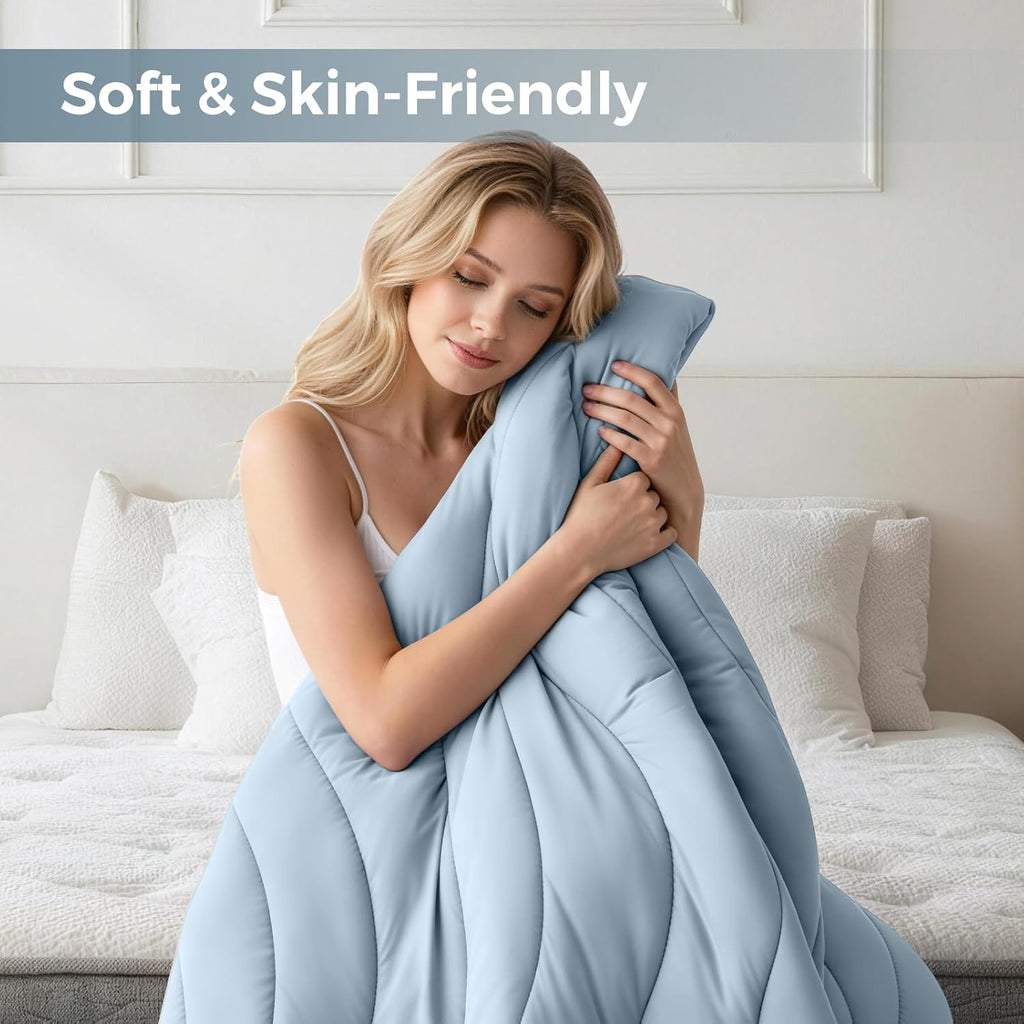 Cooling Mattress Pad King Size for Hot Sleepers Pillow Top Cover | Dusty Blue 78x80 Inches Ultra Soft Mattress