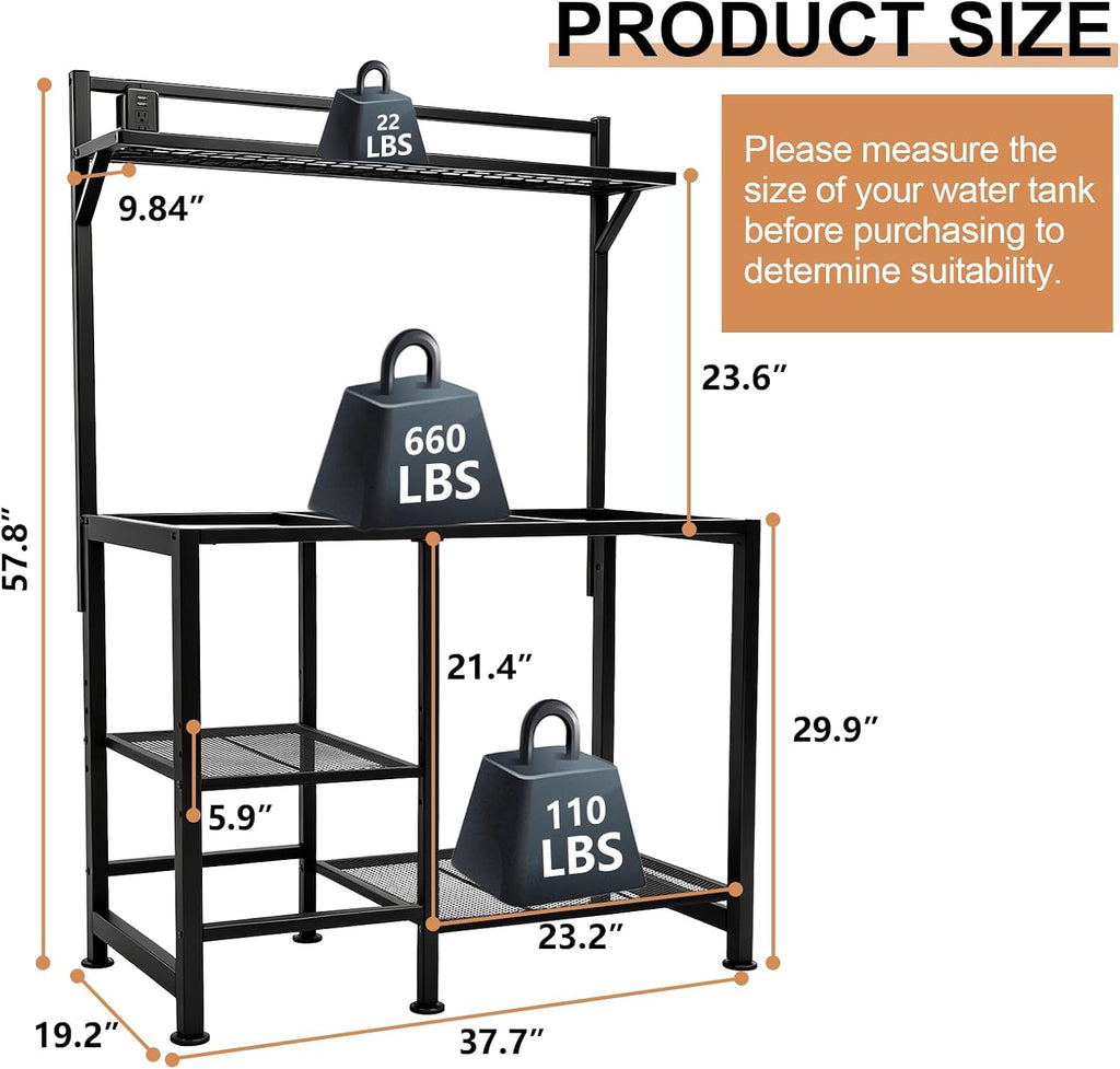 40 Gallon Fish Tank Stand - Aquarium Stand with Power Outlets, 37.7" x 19.2" x 58.66", Heavy-Duty Metal Tank Stand