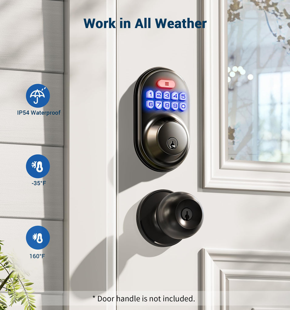 RZ-A Electronic Keypad Deadbolt Door Lock, Matte Black