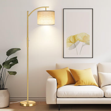 Dimmable Floor Lamp, Arc Floor Lamps, Stepless Dimming Modern Standing Lamp with Linen Shade, Tall Lamp Office