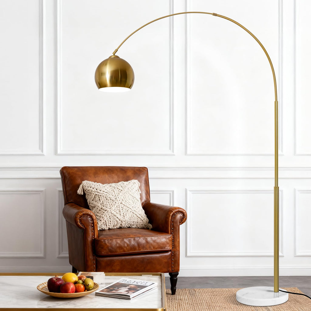 77" Arc Floor Lamp, Upgraded Gold Standing Lamp with Remote