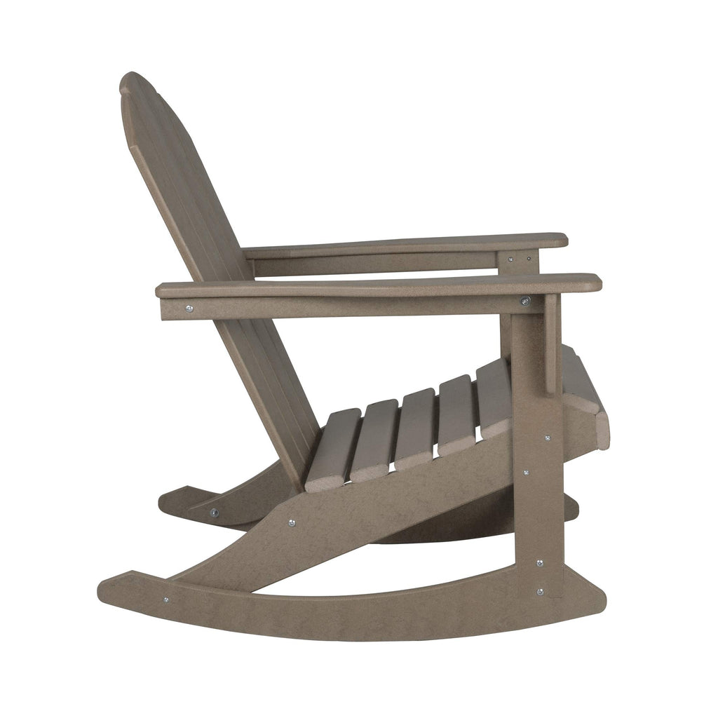 WO Home Furniture Patio Rocking Chair Set of 4 PCS Classic Outdoor HDPE UV Weather Resistant (Weathered Wood)