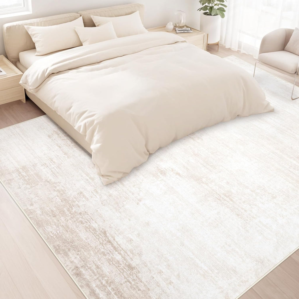 Area Rugs 8x10 Living Room: Washable Rug Modern Abstract Large Rugs Soft Non Slip Neutral Rug Stain Resistant Indoor