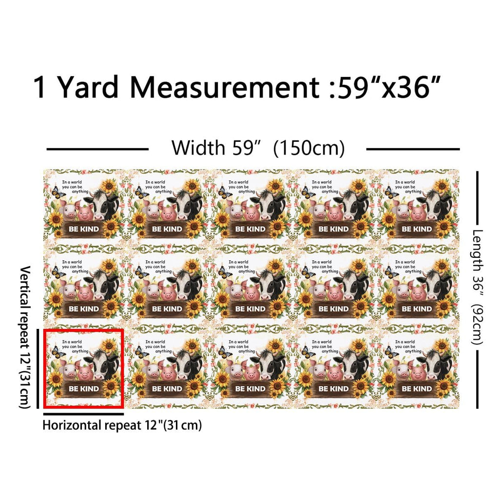 Pig Cow Fabric by The Yard Soft 5 Yards