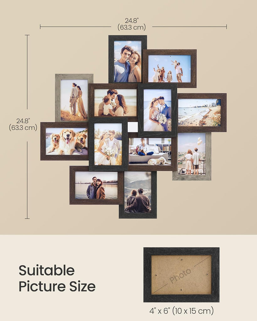 4x6 Picture Frames Collage Wall Decor, 12-Pack | Photo Collage Frame, Multi Picture Frame Set with Glass Front