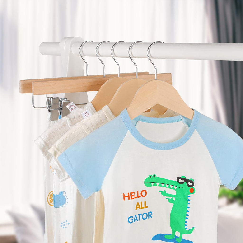 Unfinished/Natural Kids Children Baby Wood Wooden Clothes Dress Shirt Hangers with No Painting - 360°Stronger