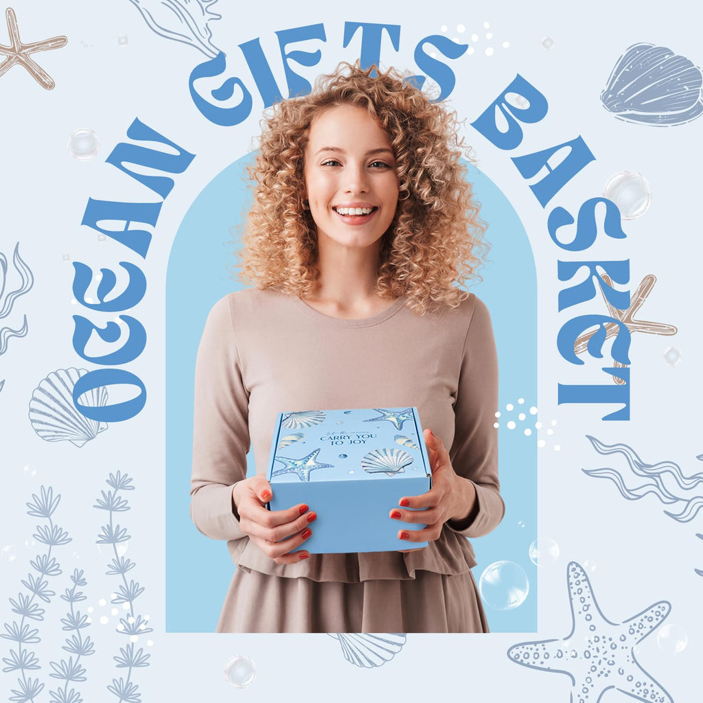 Gifts for Women, 8pcs Ocean Happy Birthday Gifts for Women, Christmas Ideas Inspirational Get Well Soon Gift Baskets