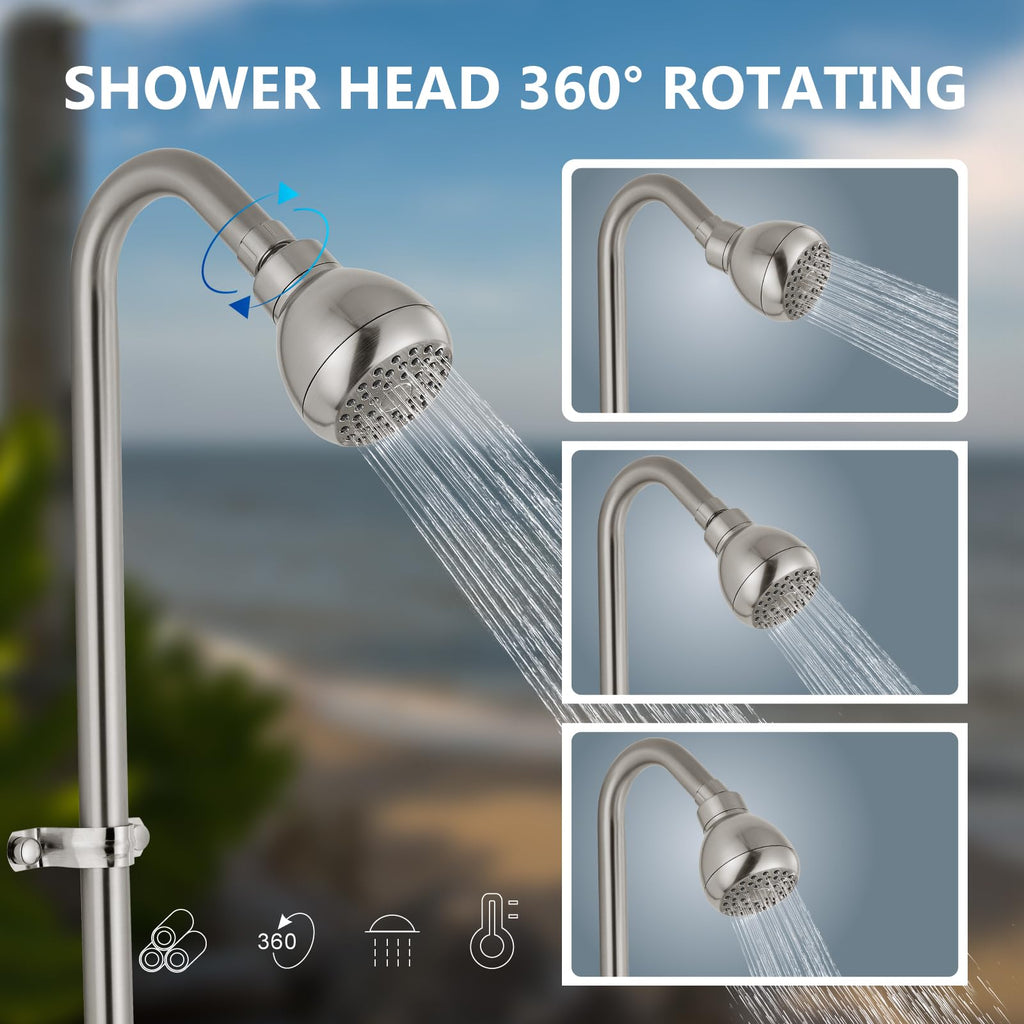Outdoor Shower Kit, 3-Inch Center, 2-Handle, Brushed Nickel