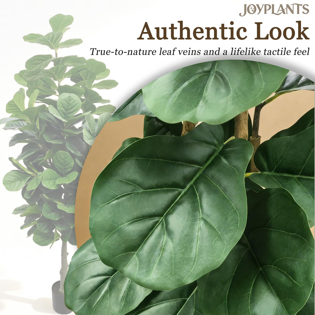 6FT Fiddle Leaf Fig Tree Fake Plant with Black Pot Decor