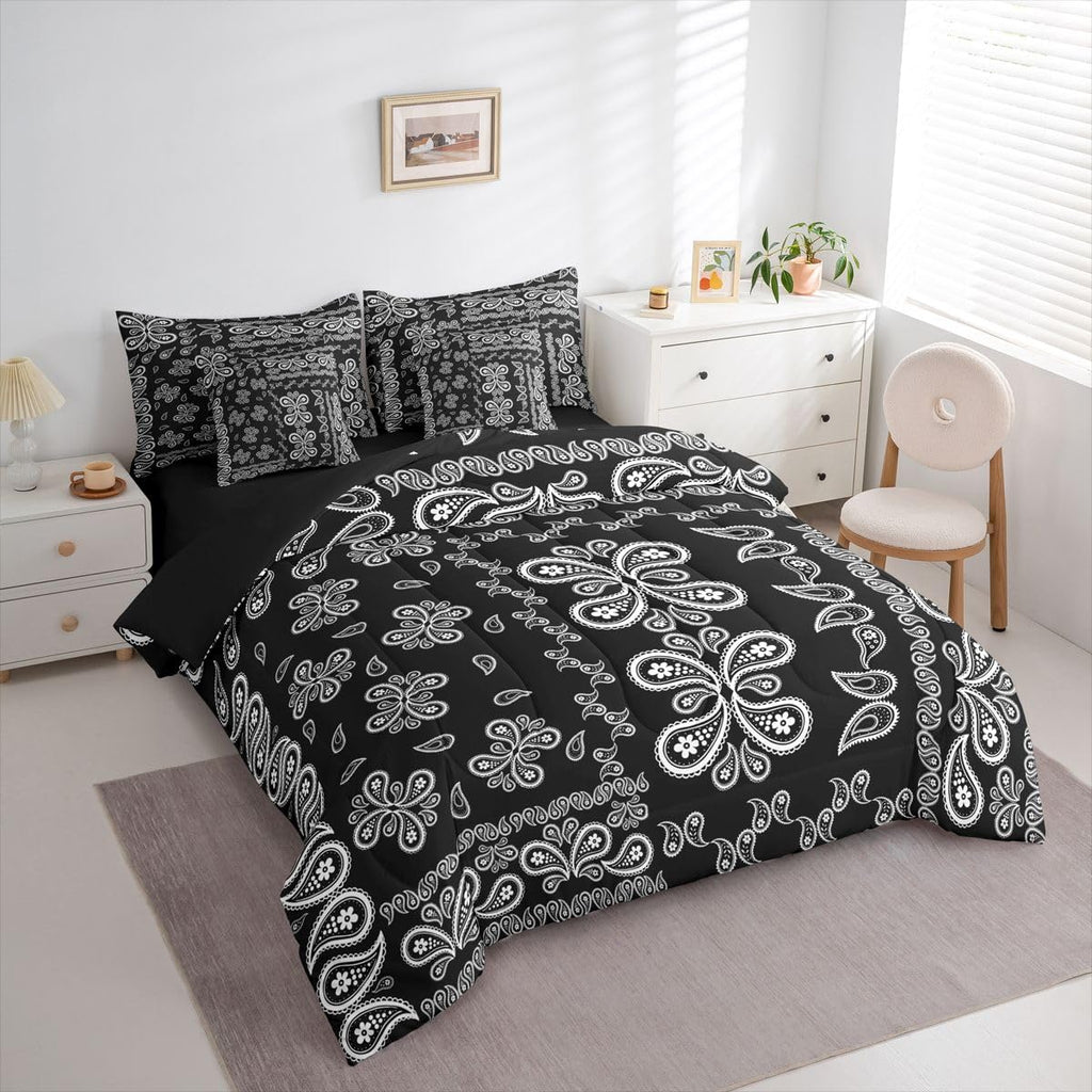 Paisley Comforter Set Queen Size 7 Pieces Boho Jacquard