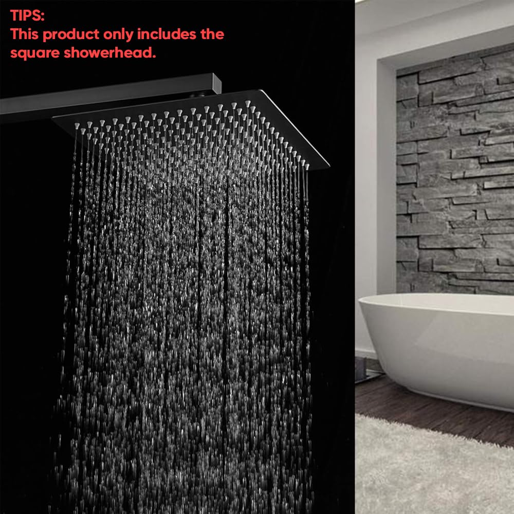 10 In Rain Shower Head High Pressure Rainfall Shower Head Matte Black