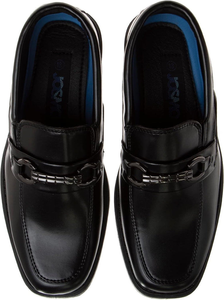 Boys Dress Shoes - Slip-On Comfort Uniform Oxford Loafer with Buckle Black and Brown (Big Kid/Little Kid)