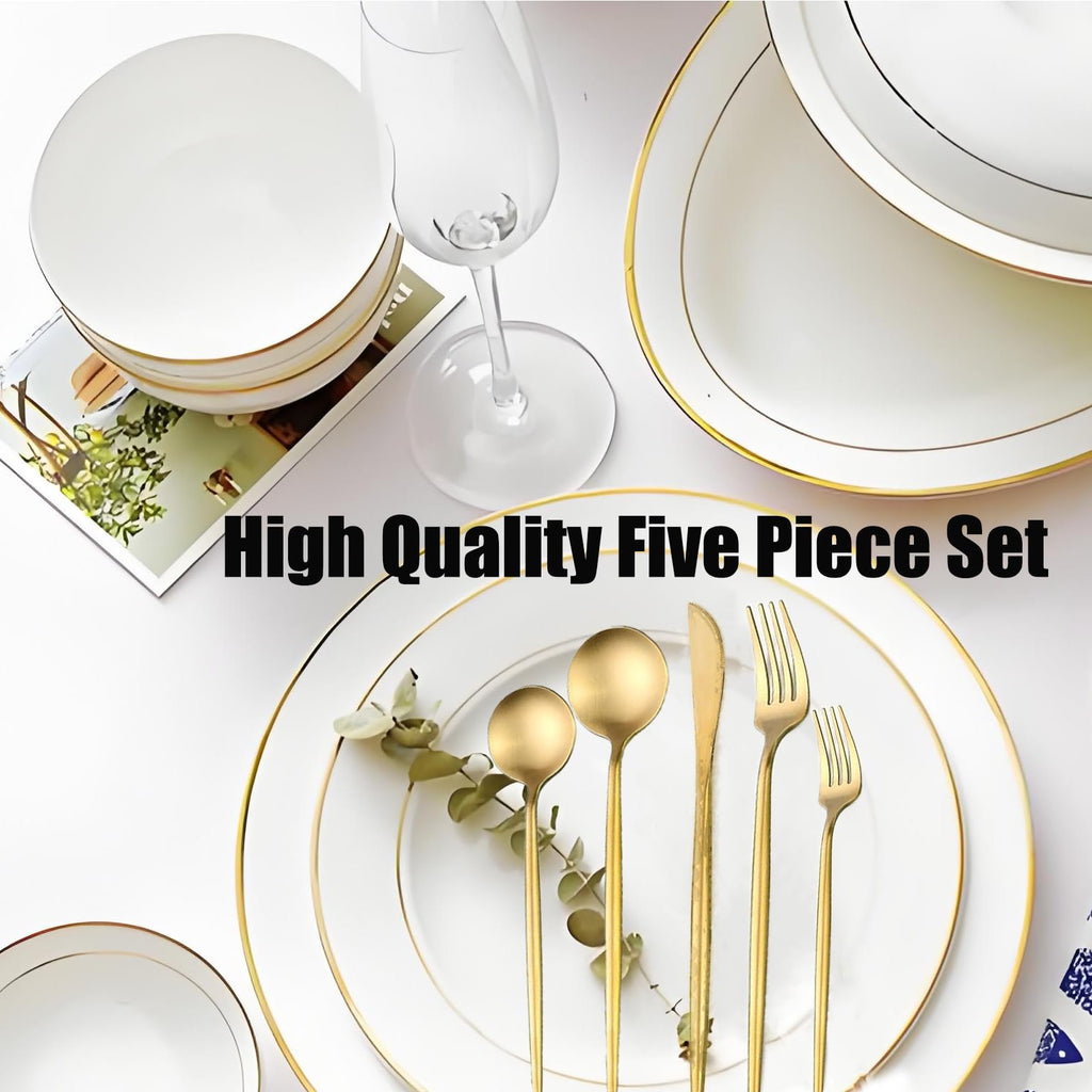 80-Piece Food Grade Gold Silverware Set, Luxury Flatware Set for 16 - Premium Stainless Steel Cutlery Set with Spoons