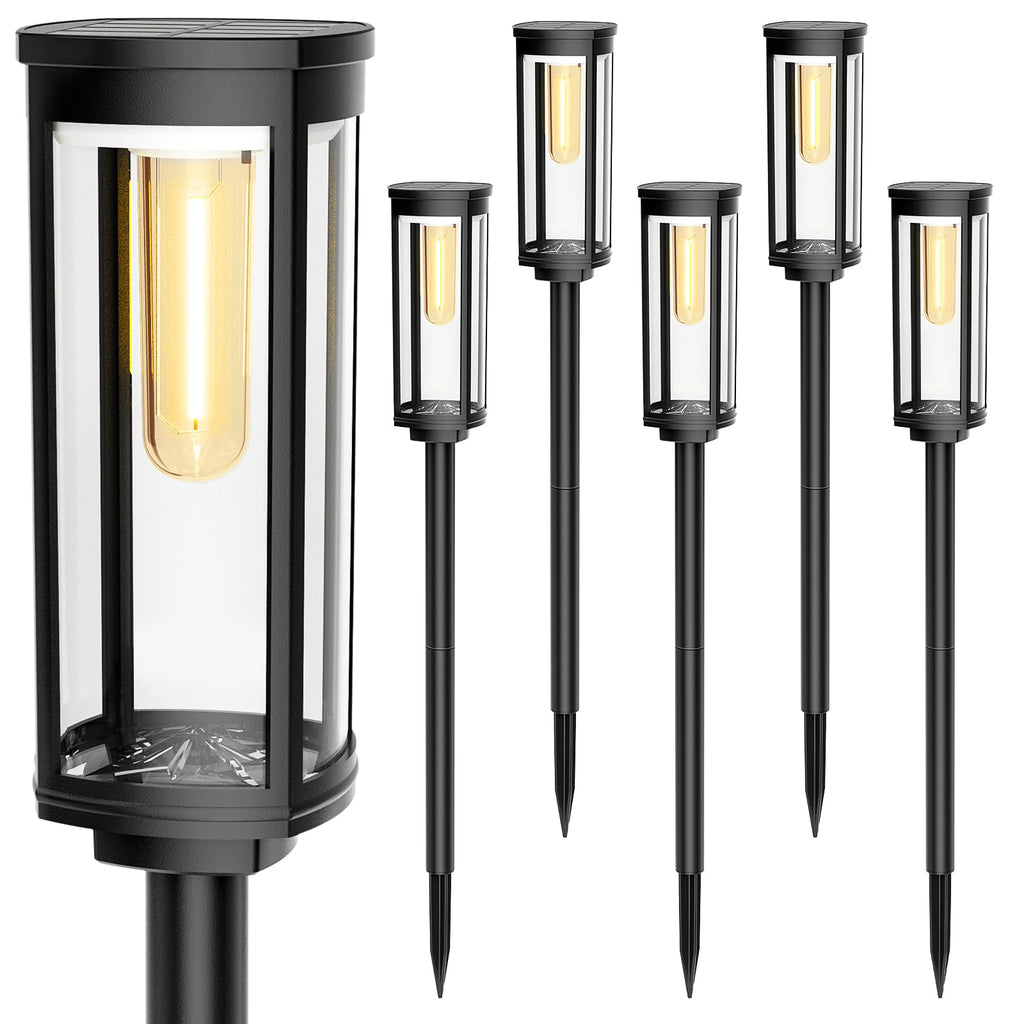 Solar Pathway Lights Outdoor Waterproof Warm White, 6 Pack