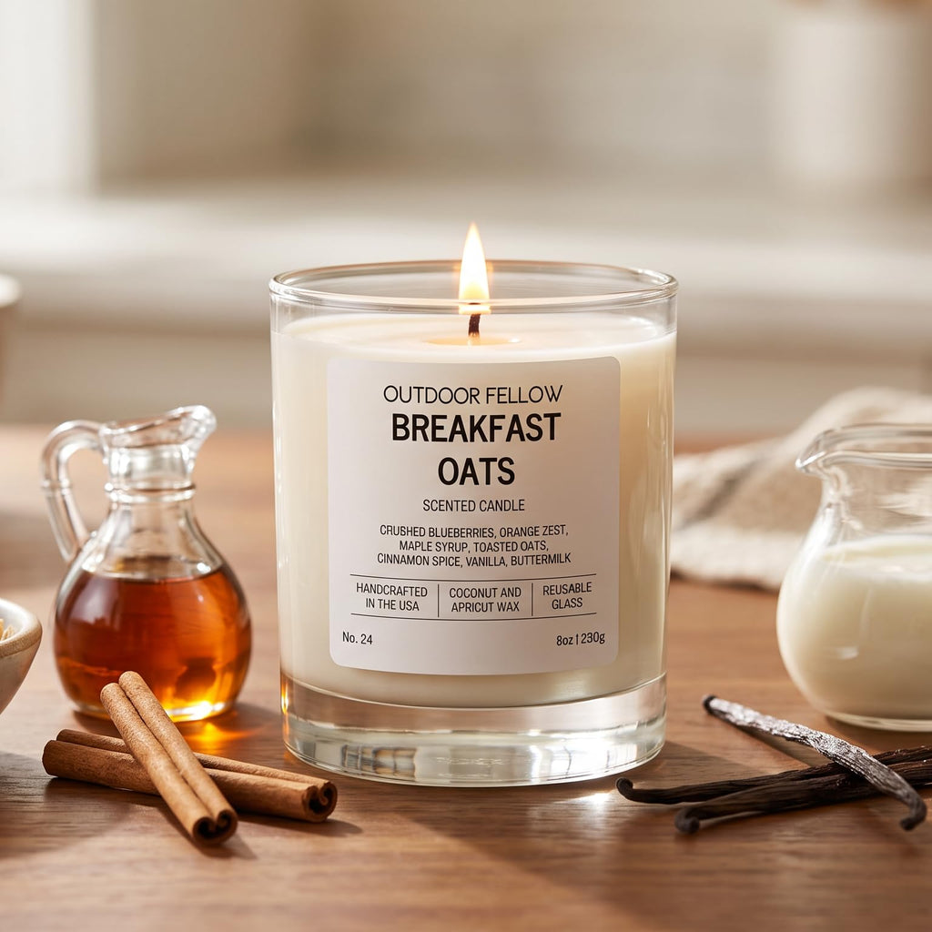 Breakfast Oats Scented Candle, Vanilla Maple Blueberry Candle, Luxury Coconut Apricot Wax Candle, Strong Scent, Non