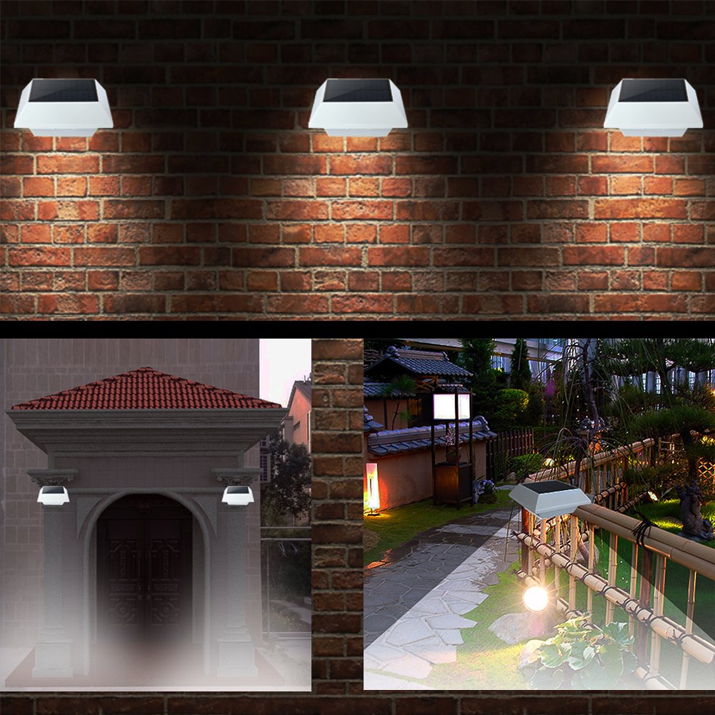 Solar Gutter Lights Motion Sensor Outdoor Security Light (2 Pack), LED (6-Diode) Waterproof Durable Fence Gutter
