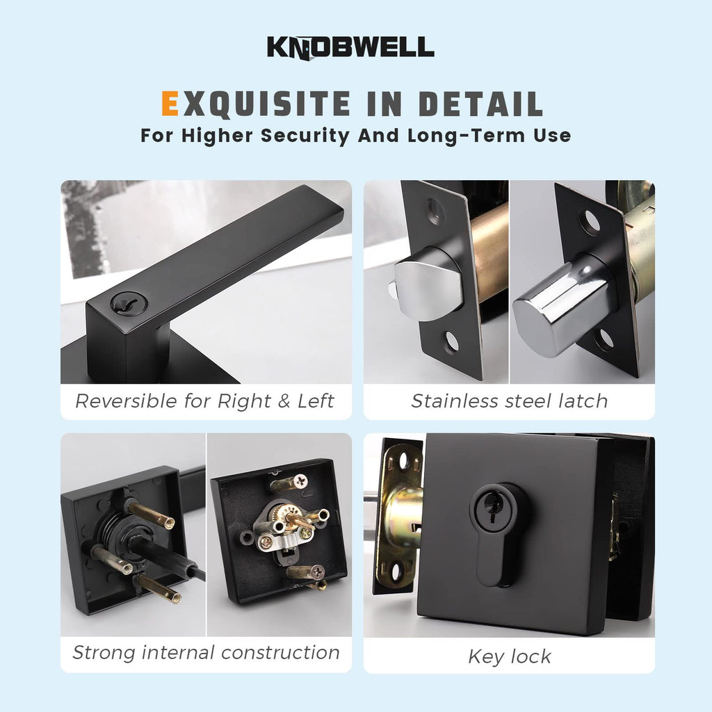 10 Pack Heavy Duty Keyed Entry Lever Door Handle with Double Cylinder Deadbolt Combination Set, Front Door Lever and