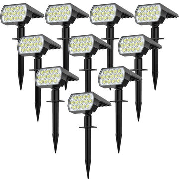 Solar Lights Outdoor, IP68 Waterproof, 65 LED, Cool White, 10 Pack