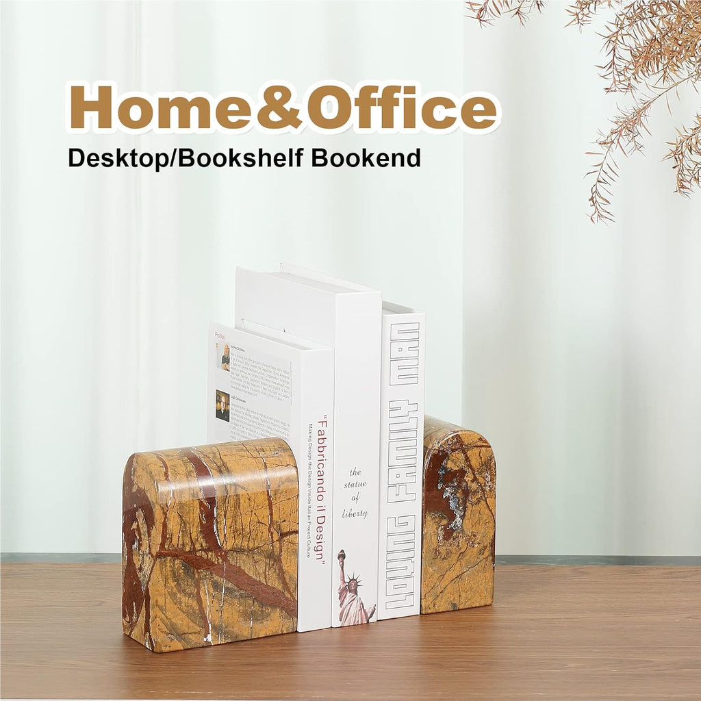 N Natural Marble Bookends for Shelves, Book Ends for Heavy Books, 13LBS Ultra Heavy Duty Book Holders, Triumphal Arch